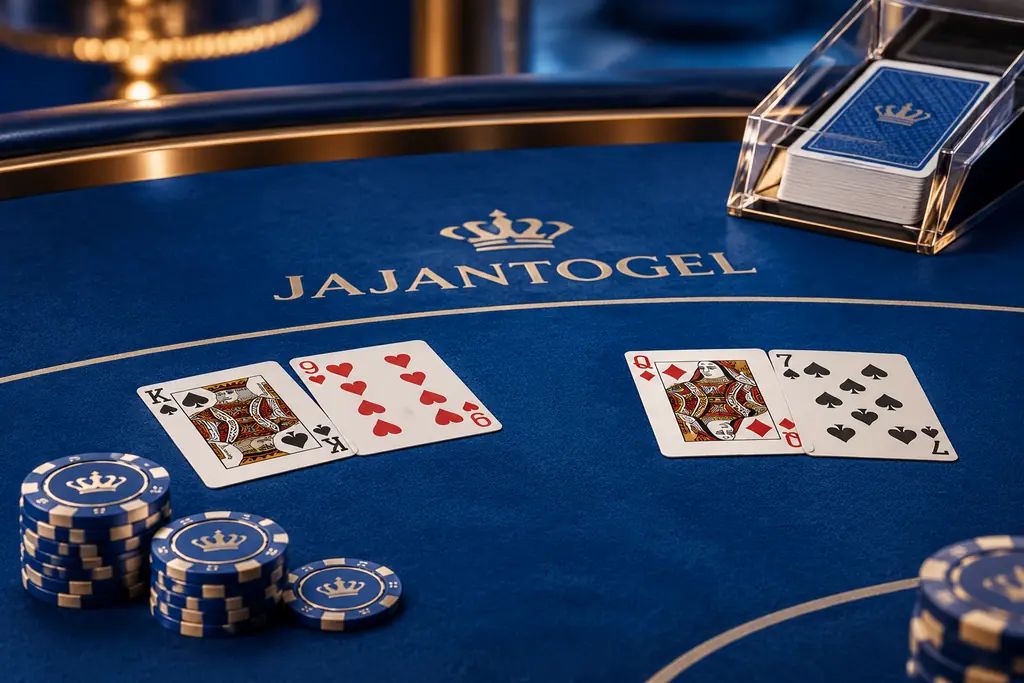 Kartu dan shoe pada meja baccarat