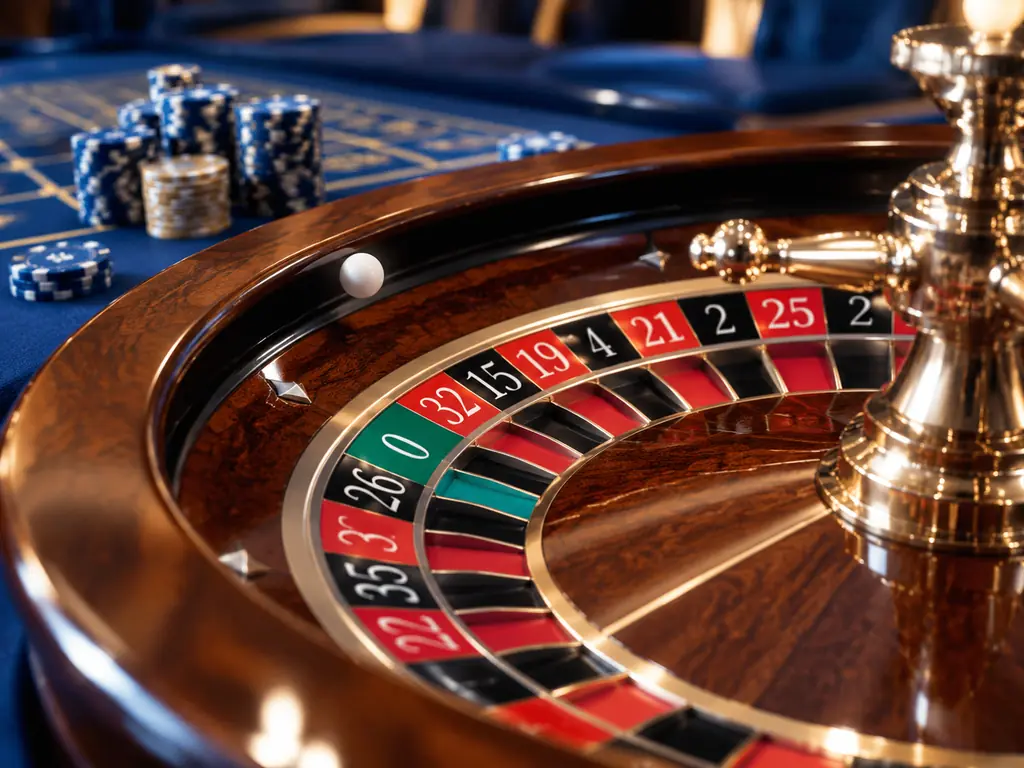 Roda roulette satu nol dengan bola putih