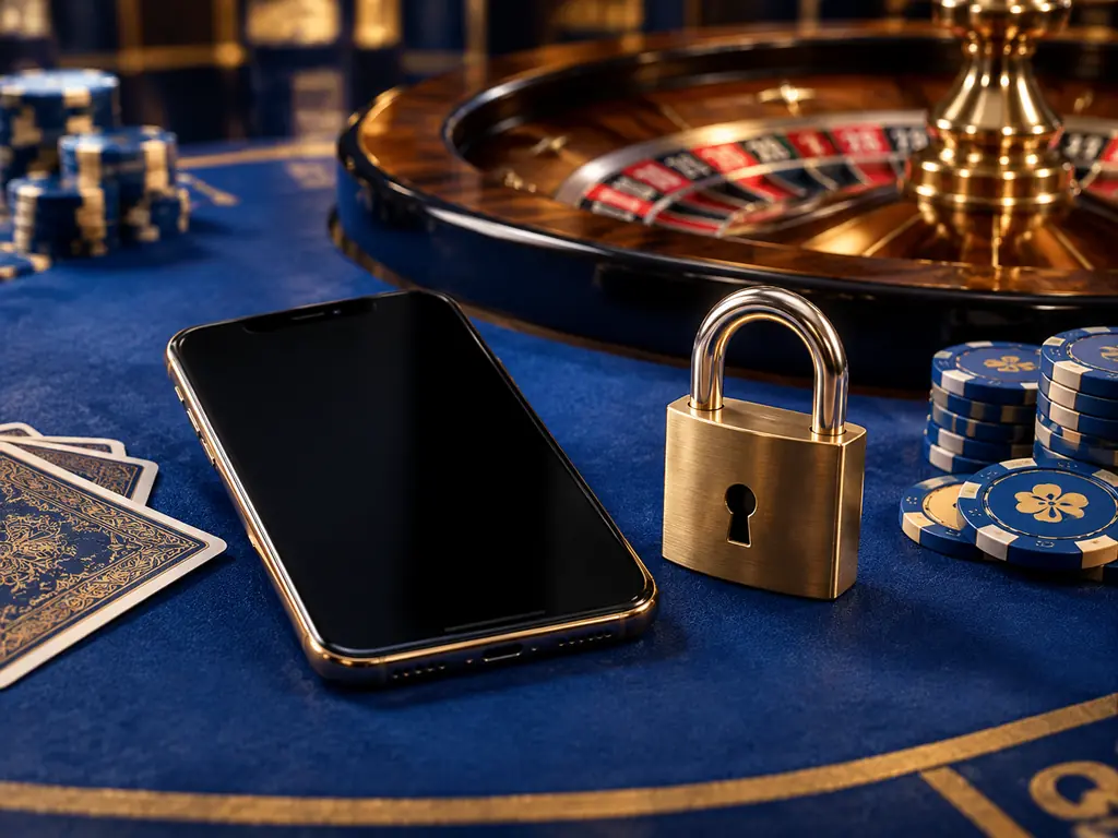 Gembok dan perangkat di samping roda roulette